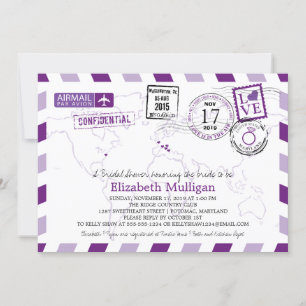 Invitation World Traveller Airmail   Fête des mariées