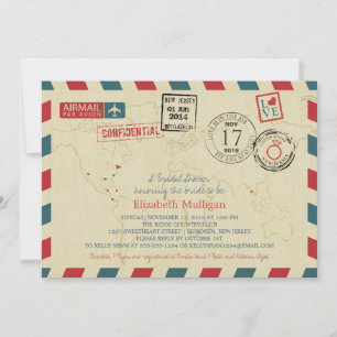 Invitation World Traveller Airmail Fête des mariées