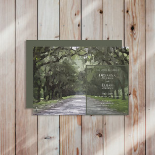 Invitation Wormsloe Lieu Green Live Chêne Mariage