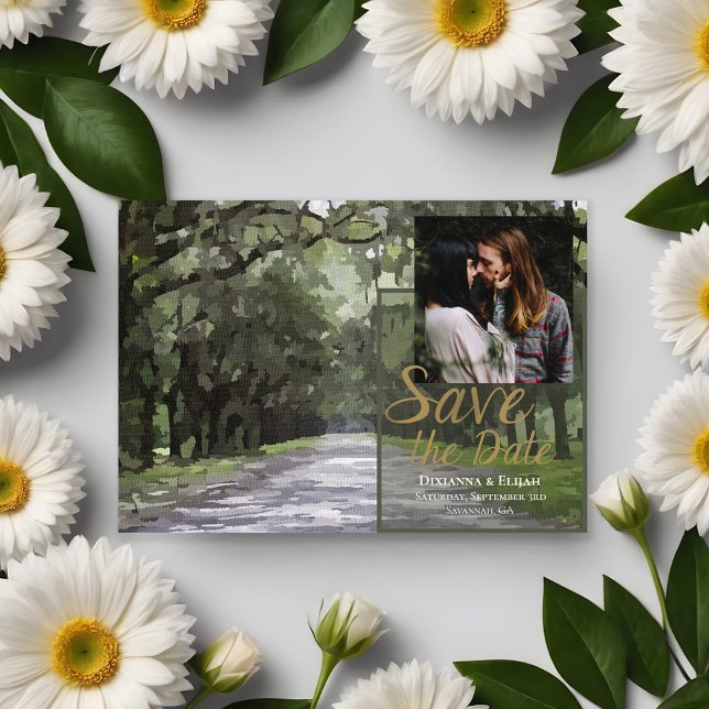 Invitation Wormsloe Venue Green Live Oaks Enregistrer la cart (Créateur téléchargé)