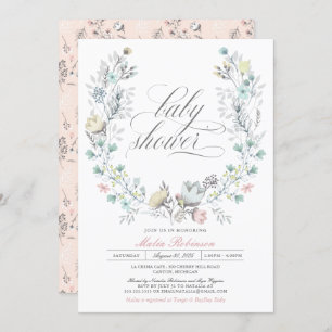 Invitation Wreath botanique  Sexe neutre  Baby shower