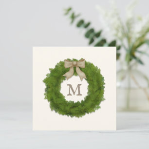 Invitation Wreath Boxwood Avec Bow Rustique Personnalisé Mono