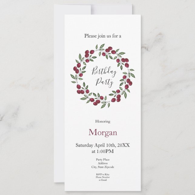 Invitation Wreath Red Berries (Devant)