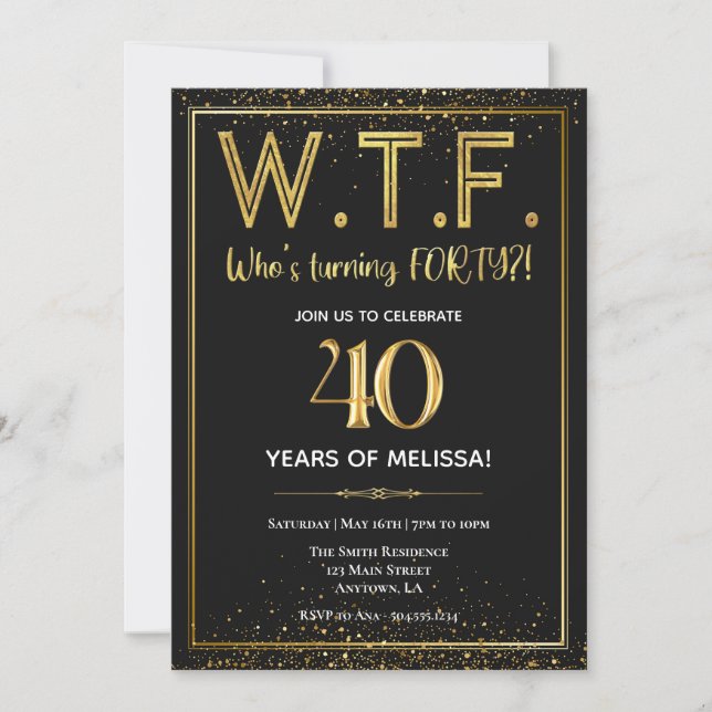 Invitation WTF, Invitation 40e Anniversaire, Quara (Devant)