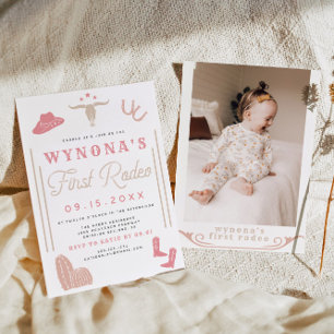 Invitation WYNONA Blush Premier Rodéo Cowgirl photo Anniversa