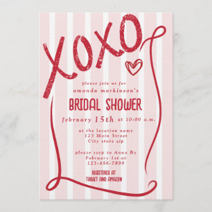 Invitation XOXO Dessin à la main Fête de mariage rose pour fu