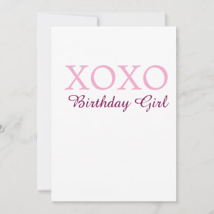 Invitation Xoxo fille d'anniversaire nom rose mauve simple am