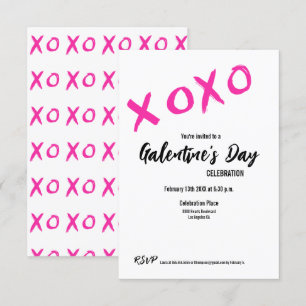 Invitation XOXO Galentine's Day PINK WHITE Valentines Party