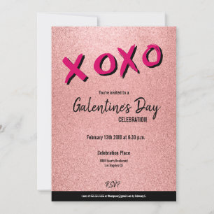 Invitation XOXO Galentine's Day Rose Gold Valentines Party