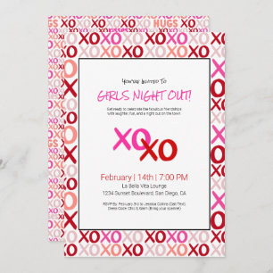 Invitation XOXO Girls Night Out rose mignonne fête de la Sain