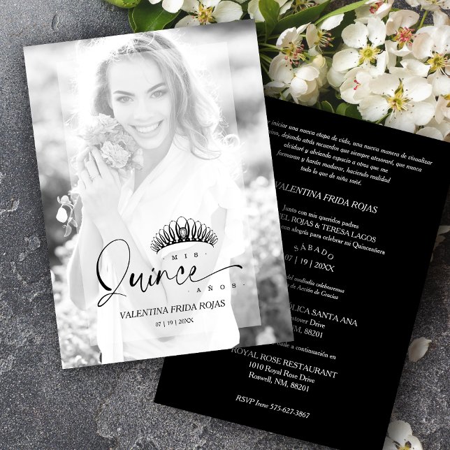 Invitation XV Princess Crown Elegant Overlay Vellum Effect (Créateur téléchargé)