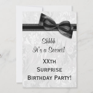 Invitation XXe anniversaire SURPRISE Fête Damas et Bow