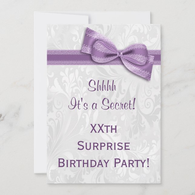 Invitation XXe anniversaire SURPRISE Fête Damas et Bow (Devant)