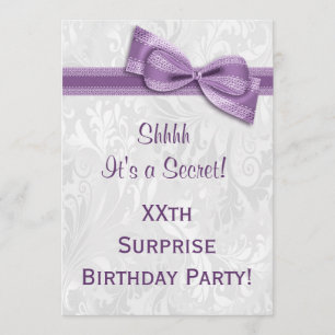 Invitation XXe anniversaire SURPRISE Fête Damas et Bow