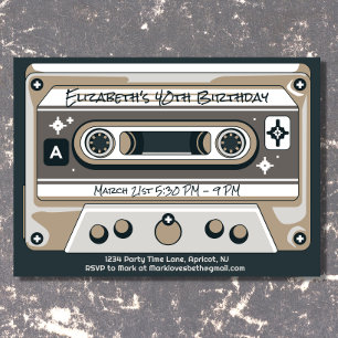 Invitation Y2K Retro 90s 80s cassette Anniversaire
