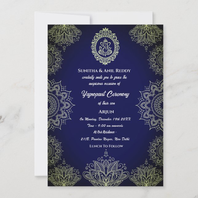 Invitation Yagnopavit Upanayanam Hindu Thread Janeu Cérémonie (Devant)
