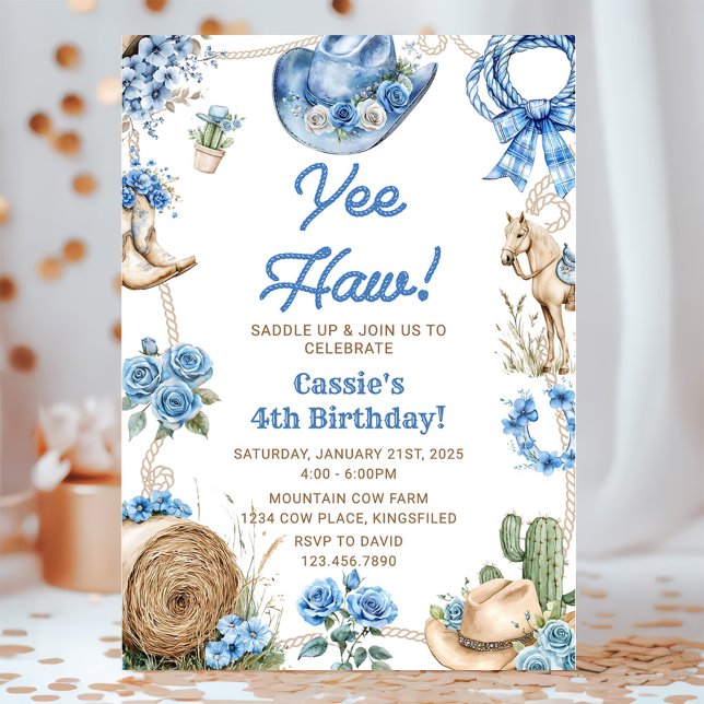 Invitation Yee Haw ! Anniversaire Thème Rodéo Cowboy Western (Créateur téléchargé)