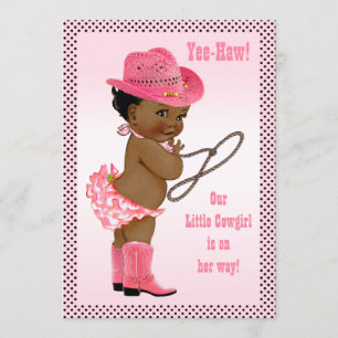 Invitation Yee Haw ! Baby shower de petite fille ethnique