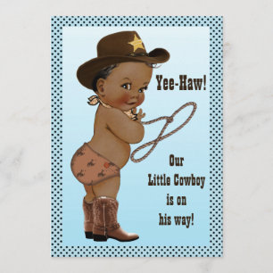 Invitation Yee Haw ! Baby shower Ethnique Little Cowboy