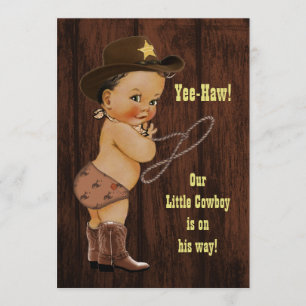 Invitation Yee Haw ! Baby shower rustique de petit cowboy eth