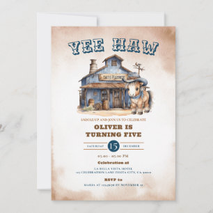 Invitation Yee haw Cowboy Rodeo Wild West Ranch 5e anniversai