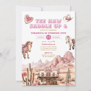 Invitation Yee haw Cowgirl Rodeo Wild West Ranch 5e anniversa