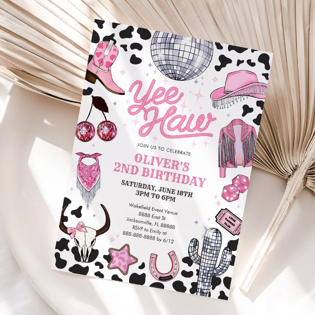 Invitation Yee Haw Girl Rodeo Retro Disco Cowgirl Birthday (Créateur téléchargé)