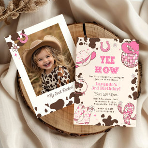 Invitation Yee Haw Rodeo Cowgirl photo de 3ème anniversaire