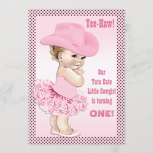 Invitation Yee Haw ! Tutu Cute Petite Cowgirl Baby Anniversai