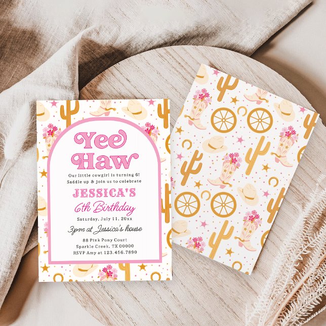 Invitation Yee Haw Western Cowgirl Sixth Rodeo 6th Birthday (Créateur téléchargé)