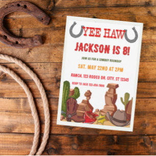 Invitation YEEHAW cowboy tour d'horizon fête d'anniversaire I