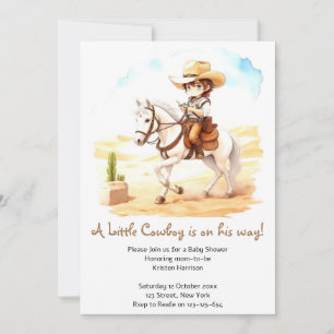 Invitation Yeehaw Fiesta ! Aquarelle Baby shower Cowboy
