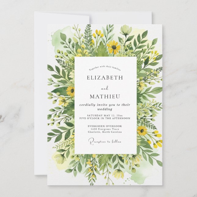 Invitation Yellow Blissful Meadow Wedding (Devant)