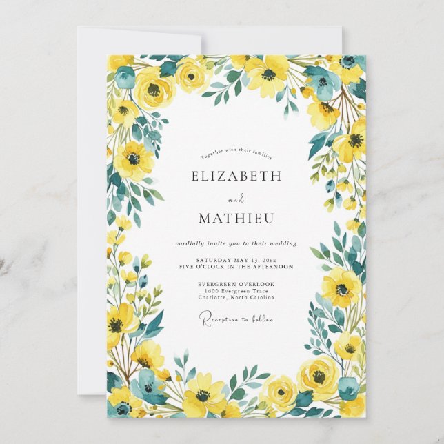 Invitation Yellow Cheerful Summer Wedding (Devant)
