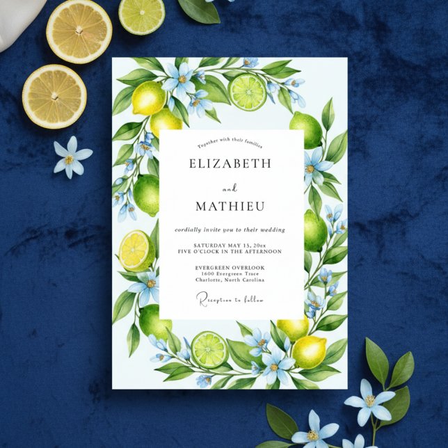 Invitation Yellow Citrus Bloom Wedding (Créateur téléchargé)
