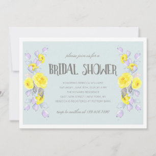 Invitation Yellow flowers and lilac foliage bridal shower