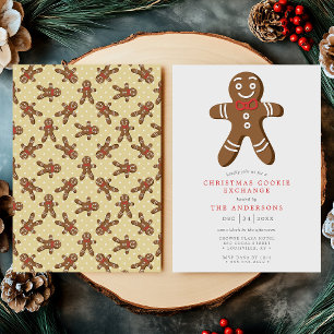 Invitation Yellow Gingerbread Man Cookie Exchange Noël