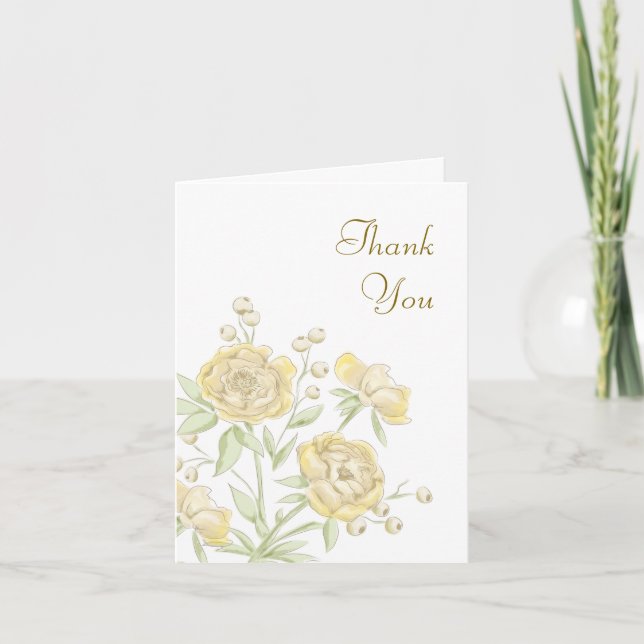 Invitation Yellow Rose Wedding Thank You Cards (Devant)