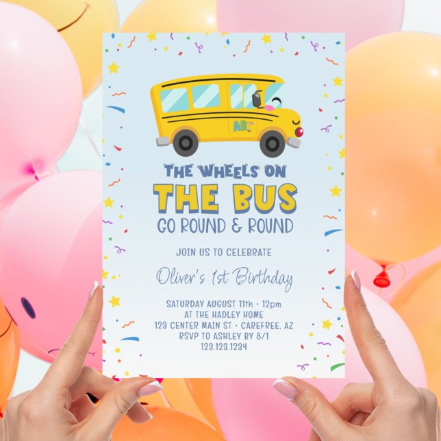 Invitation Yellow School Bus 1er anniversaire (Créateur téléchargé)