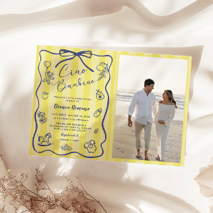 Invitation Yellow Stripes Italien Thème Ciao Bambino Photo