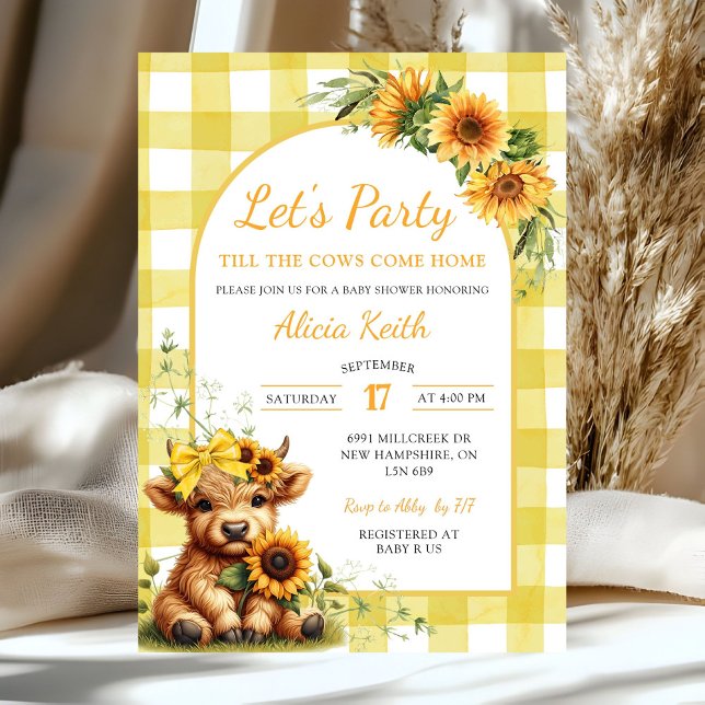 Invitation Yellow Sunflower Let's Party Baby Shower Invitatio (Créateur téléchargé)