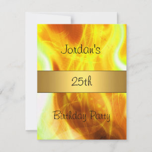 Invitation Yellow Swirl Gold 25e fête d'anniversaire