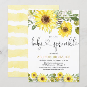 Invitation Yellow watercolor tournesol bébé arroser