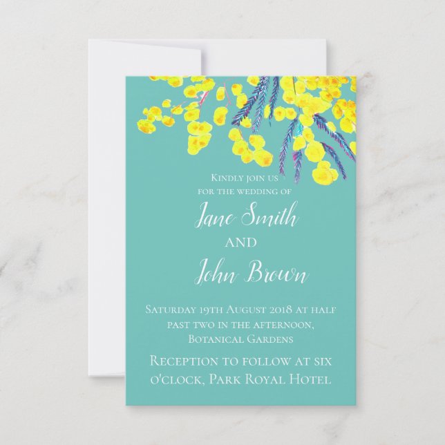 Invitation Yellow Wattle moderne simple art mariage (Devant)