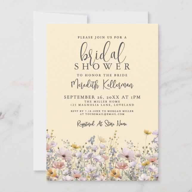 Invitation Yellow Wildflower Bridal Shower (Devant)