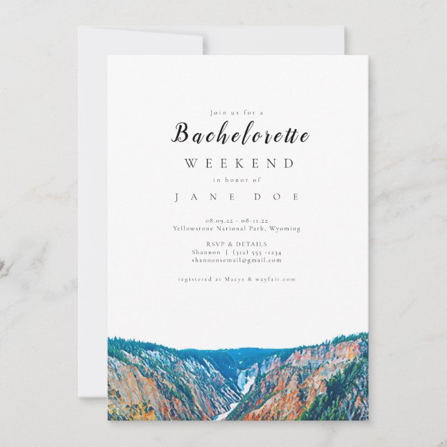 Invitation Yellowstone National Park Bachelorette Party (Devant)