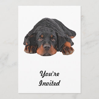 Invitation Yeux colorés de chiot de rottweiler de dessin au