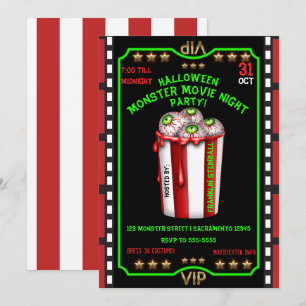 Invitation Yeux de Popcorn Film Nuit d'Horreur Halloween
