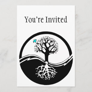 Invitation Yin Yang Arbre De Vie Noir Et Blanc