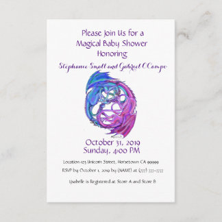 Invitation Yin Yang Dragon Baby Personnalisé Arc-en-ciel pers